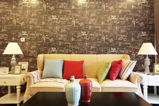 艺术美式风格客厅沙发背景墙效果图