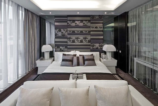 特色现代新中式卧室软包背景墙效果图