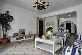 蓝白清凉地中海风格别墅客厅设计欣赏图片