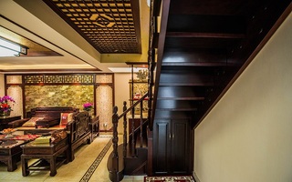 中式古典风格复式实木楼梯装修效果图