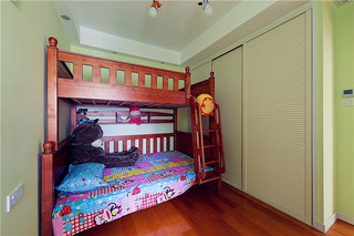 美式复古儿童房双人床效果图