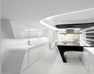 艺术时尚极简现代设计风格公寓厨房装修效果图