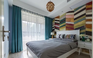 创意艺术北欧风格卧室床头背景墙设计效果图