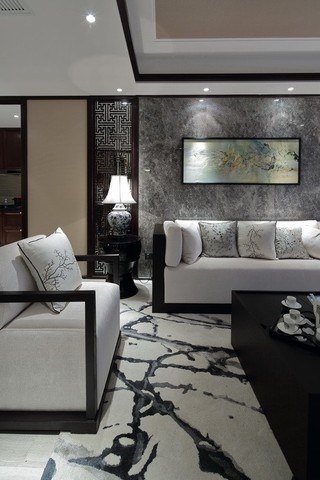 奢华优雅新古典客厅个性瓷砖效果图