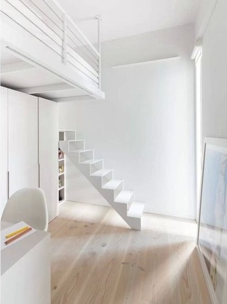 超简约北欧复式白色小楼梯设计效果图