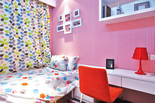 现代粉色儿童房壁纸效果图