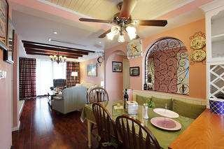 田园风格粉色餐厅装修设计案例图