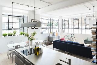 清新北欧工业风格开放式厨房客厅效果图