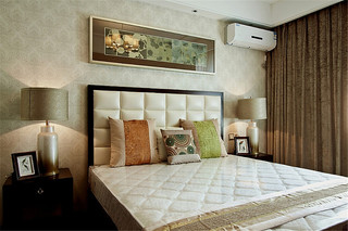 现代简中式风格卧室床垫装饰效果图