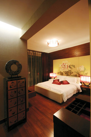中式古典风格卧室实木装潢效果图