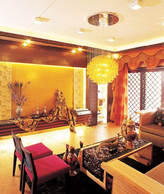 新中式设计三居客厅装修效果图片