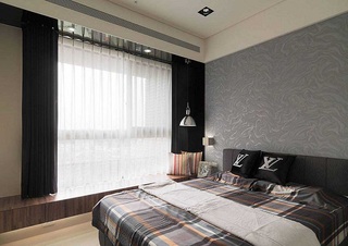 摩登现代风格卧室床头背景墙设计图