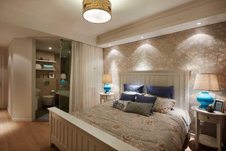 时尚现代美式风格主卧室带卫生间效果图