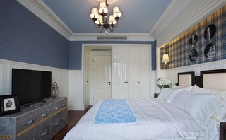 经典美式卧室复古背景墙效果图