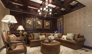 古典豪华欧式客厅真皮沙发欣赏图