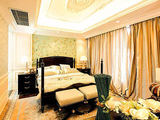 时尚复古奢华欧式卧室窗帘搭配效果图