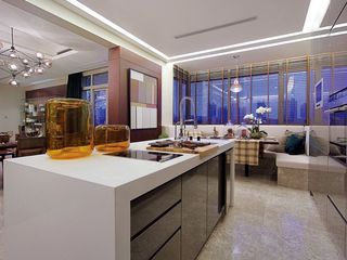 现代时尚设计公寓&别墅厨房吧台装潢案例图