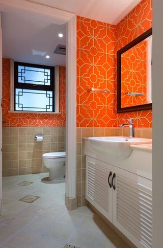 欧式浴室干湿分区新古典墙砖设计