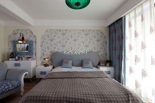 蓝色清新地中海风格复式家居卧室梳妆台效果图