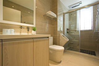 清新舒适现代洗手间干湿分区效果图