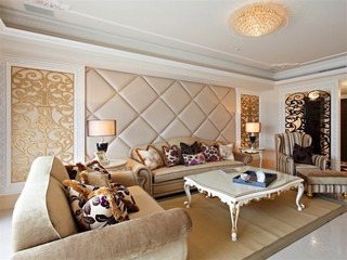 时尚复古低奢欧式三居客厅沙发装饰效果