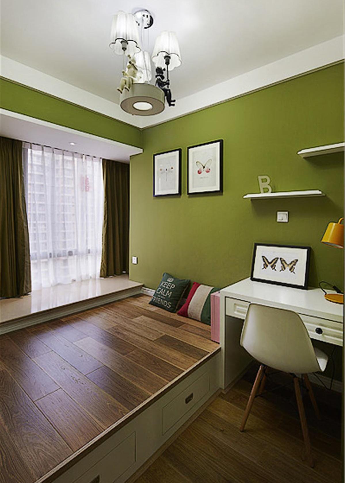 清晰绿色现代简约风格客厅装修设计-房天下装修效果图