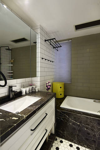黑白灰时尚现代卫生间洗手台效果图