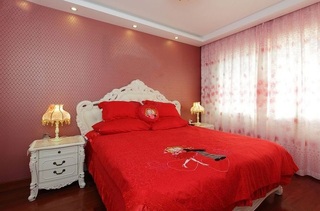 浪漫喜庆简欧风格设计卧室婚房装饰效果图
