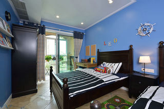 蔚蓝现代美式风格儿童房背景墙效果图