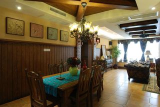 复古美式风格复式室内餐厅设计装饰案例图