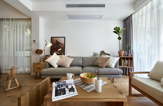 原木韵味实用北欧风格客厅沙发效果图