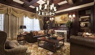 温馨古典豪华欧式别墅客厅装潢案例图