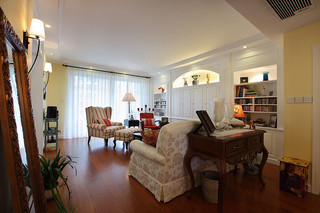 温馨复古美式三居客厅整体装潢设计