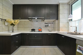 120平现代美式U型厨房设计装潢效果图