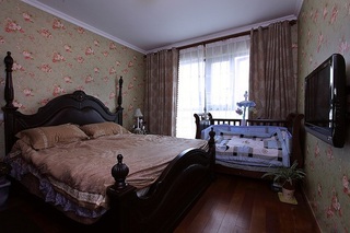 复古欧式风格卧室实木床装饰效果图