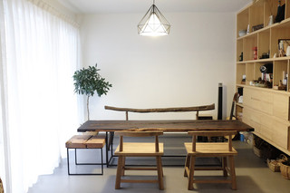 原木复古实用北欧风格餐厅餐桌效果图