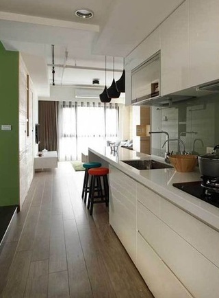 现代简约开放式白色厨房设计
