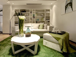 60平清绿简约风格二居客厅地毯设计效果图