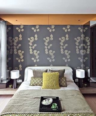 典雅华贵新中式风格卧室床头装饰效果图