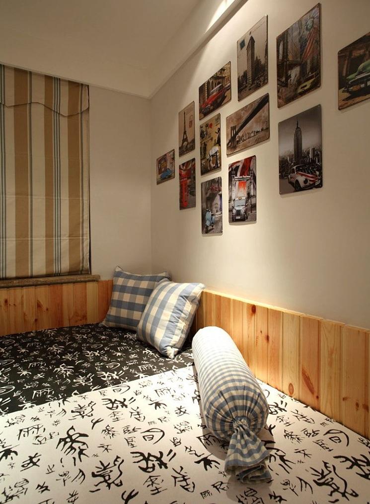 简约复古北欧风卧室相片墙图片