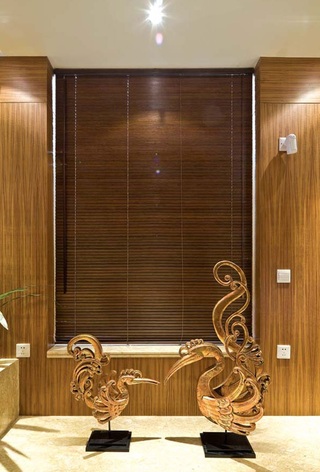 现代中式风格室内竹制窗帘装潢效果图