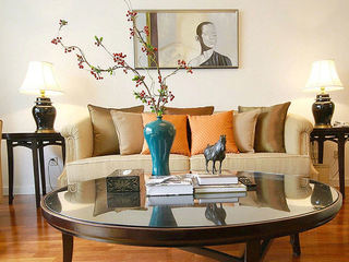 温馨舒适新中式小户型客厅沙发效果图