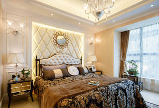 高贵典雅欧式卧室背景墙装潢效果图